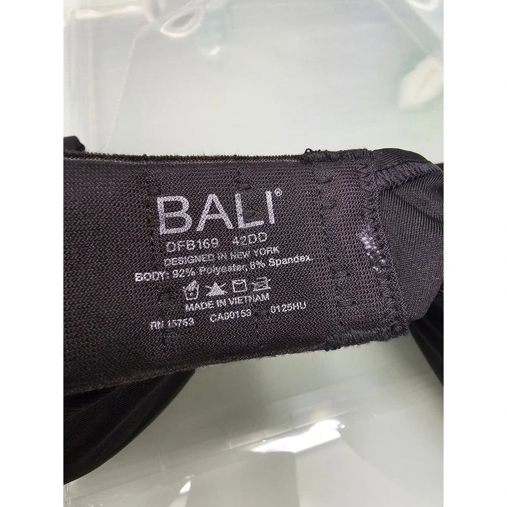 Bali Womens One Smooth U Underwire Bra Black Polyester Blend Casual Size 42DD